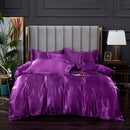 Set in seta satinata 4 pezzi 22 Momme | Toni viola