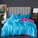 Set in seta satinata 4 pezzi 22 Momme | Toni blu