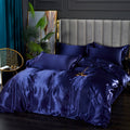 Set in seta satinata 4 pezzi 22 Momme | Toni blu