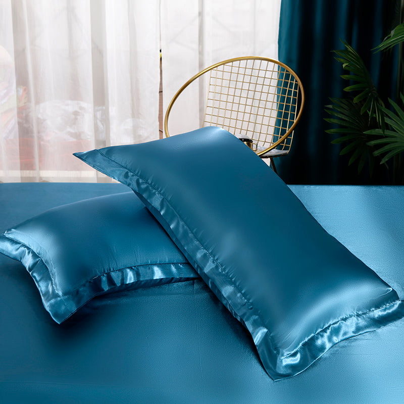 Set in seta satinata 4 pezzi 22 Momme | Toni blu