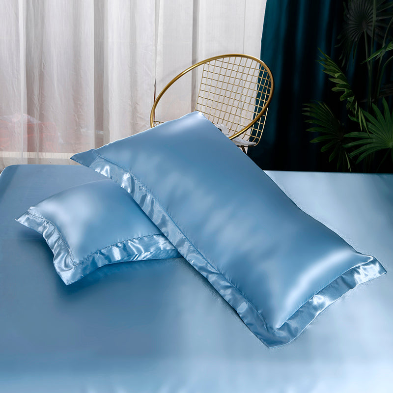 Set in seta satinata 4 pezzi 22 Momme | Toni blu