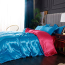 Set in seta satinata 4 pezzi 22 Momme | Toni blu