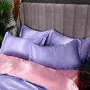 Set in seta satinata 4 pezzi 22 Momme | Toni viola