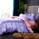 Set in seta satinata 4 pezzi 22 Momme | Toni viola