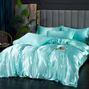 Set in seta satinata 4 pezzi 22 Momme | Toni blu