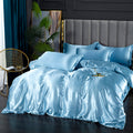 Set in seta satinata 4 pezzi 22 Momme | Toni blu