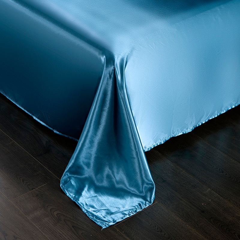 Set in seta satinata 4 pezzi 22 Momme | Toni blu