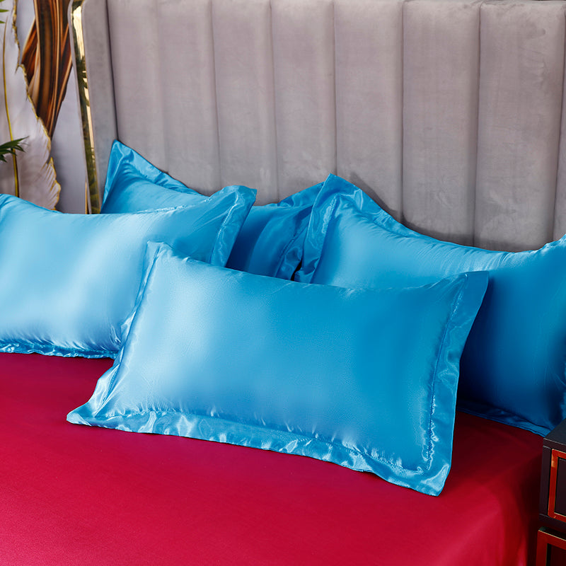 Set in seta satinata 4 pezzi 22 Momme | Toni blu